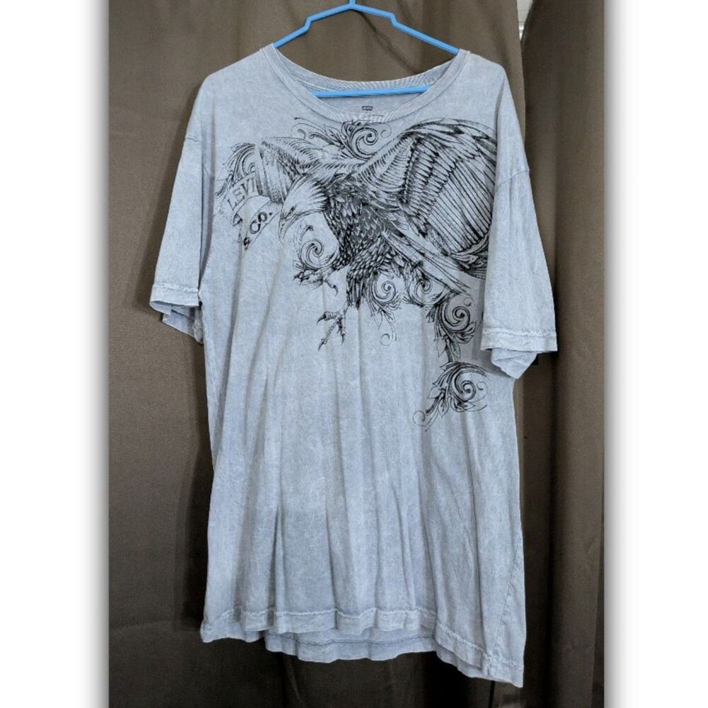 Levis Men Blue Gray Eagle Design Shirt Size Large